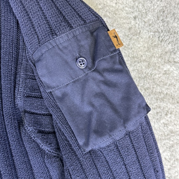 Vintage Eddie Bauer Field Sweater Mens Large Navy Blue Legend British‎ Commando - Picture 4 of 8